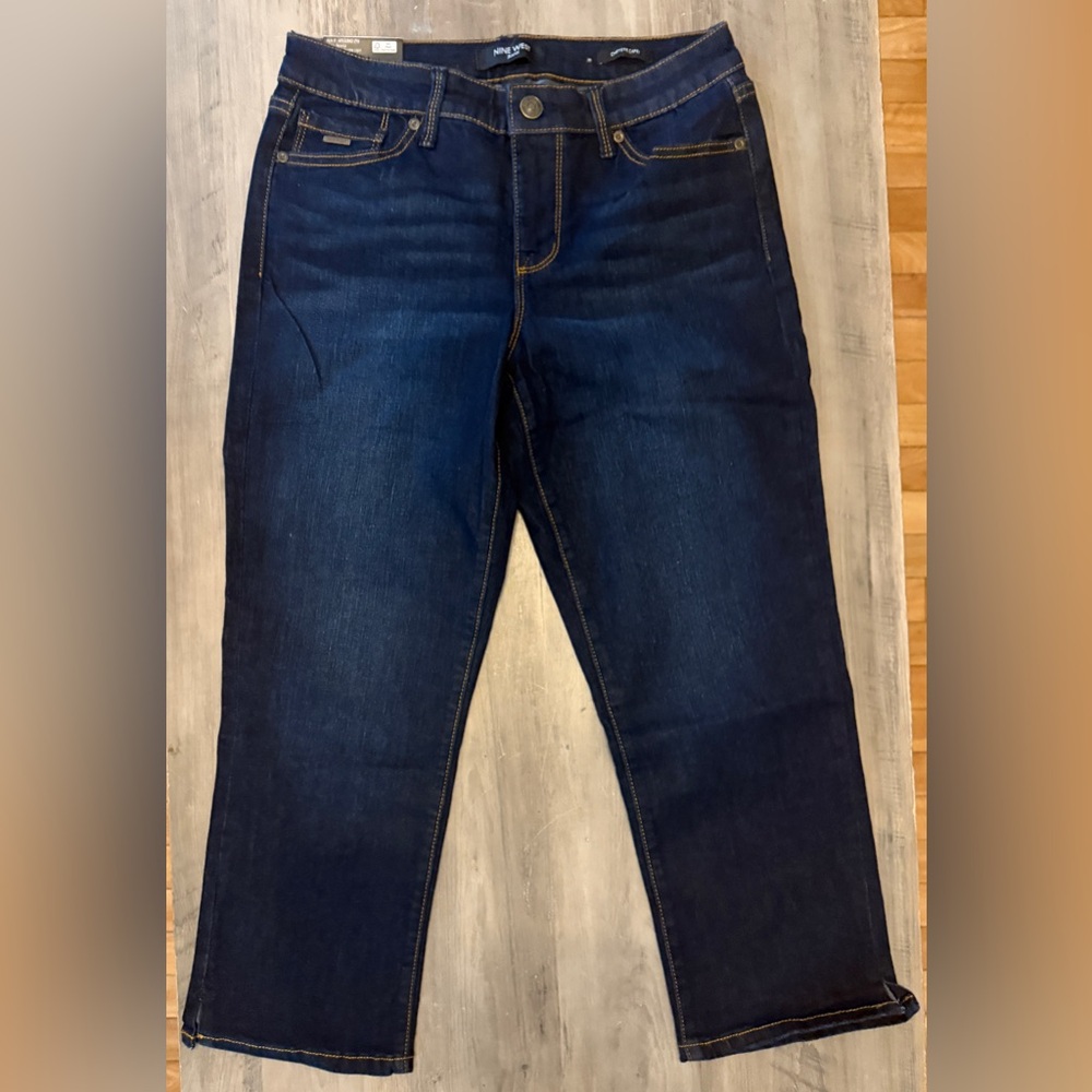 Nine West Women's Chrystie Capri Mid Rise FERONA Blue Jean Size 4 NWT
